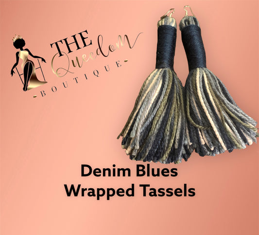 Denim Blues Wrapped Tassels