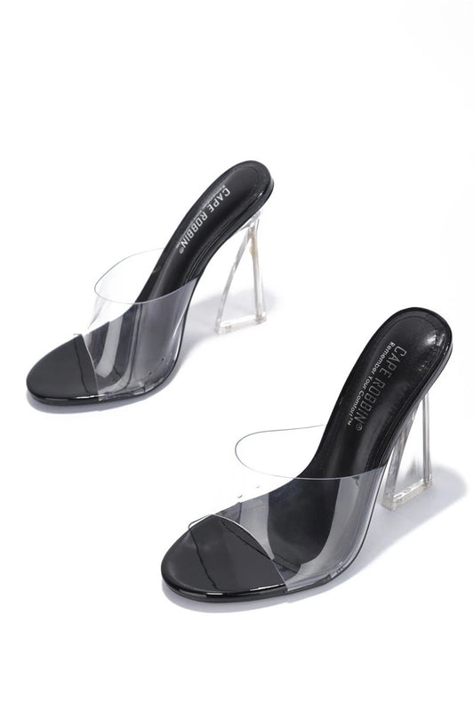 Transparently True Clear Block Heel